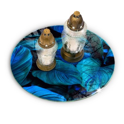 Posavaso de vidrio para velas funerarias Hojas de vegetación selvática