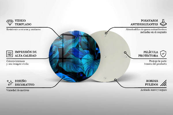 Posavaso de vidrio para velas funerarias Hojas de vegetación selvática