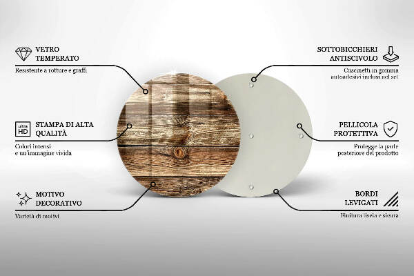 Posavaso de vidrio para velas Textura de tablón de madera