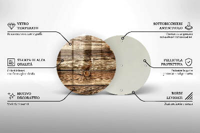 Posavaso de vidrio para velas Textura de tablón de madera