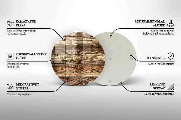 Posavaso de vidrio para velas Textura de tablón de madera