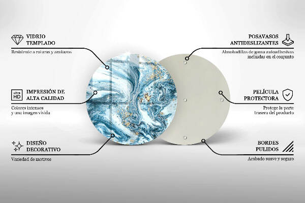 Posavaso de vidrio para velas funerarias Estructura con oro