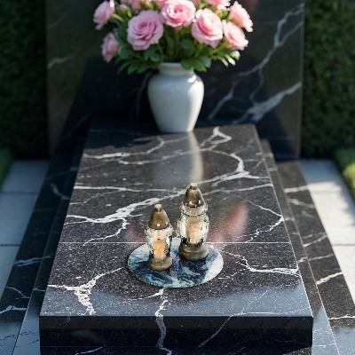 Posavaso de vidrio para velas funerarias Estructura con oro