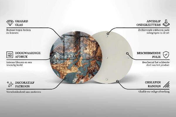 Posavaso de vidrio para velas Estructura de roca dorada