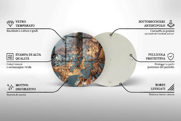 Posavaso de vidrio para velas Estructura de roca dorada