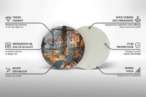 Posavaso de vidrio para velas Estructura de roca dorada