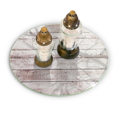 Posavaso de vidrio para velas Tablas de madera viejas