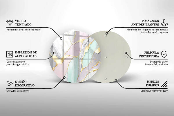 Posavaso de vidrio para velas Mármol pastel
