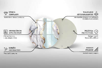 Posavaso de vidrio para velas funerarias Mármol pastel