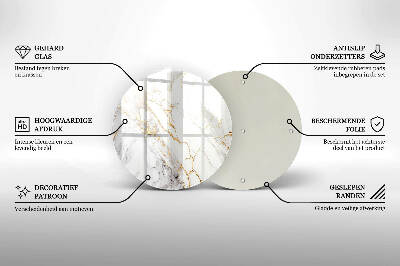 Posavaso de vidrio para velas Mármol claro con dorado