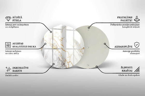 Posavaso de vidrio para velas Mármol claro con dorado