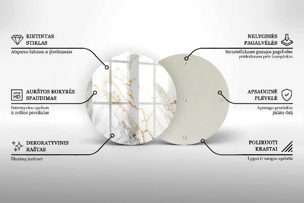 Posavaso de vidrio para velas Mármol claro con dorado