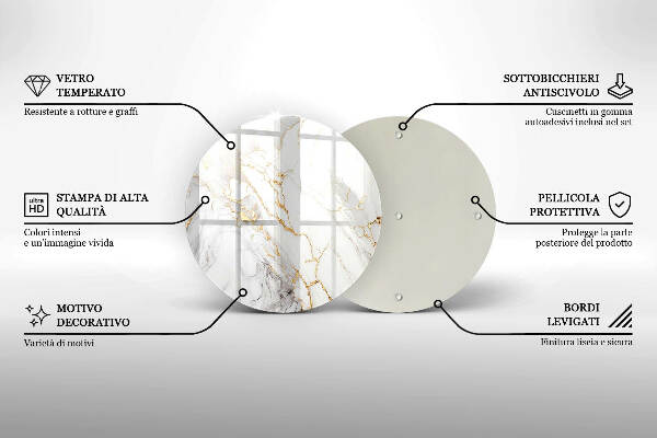 Posavaso de vidrio para velas Mármol claro con dorado
