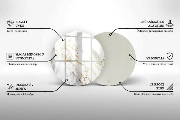 Posavaso de vidrio para velas Mármol claro con dorado