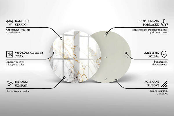 Posavaso de vidrio para velas Mármol claro con dorado