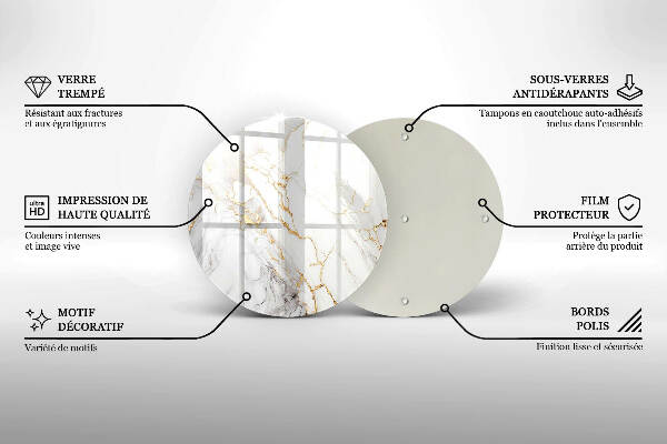 Posavaso de vidrio para velas Mármol claro con dorado