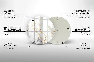 Posavaso de vidrio para velas Mármol claro con dorado