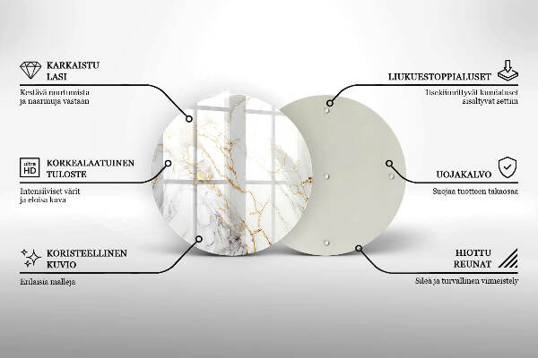 Posavaso de vidrio para velas Mármol claro con dorado