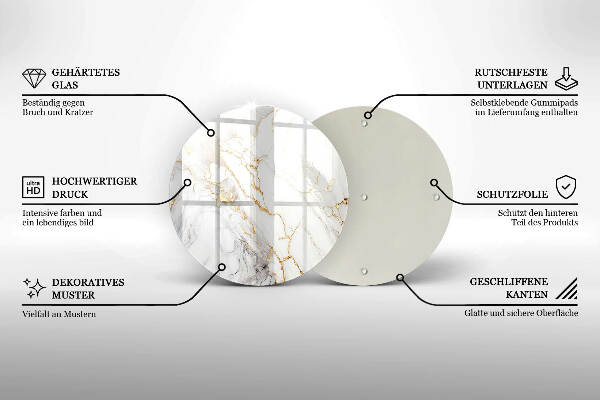 Posavaso de vidrio para velas Mármol claro con dorado