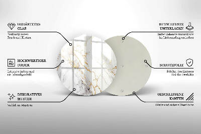 Posavaso de vidrio para velas Mármol claro con dorado