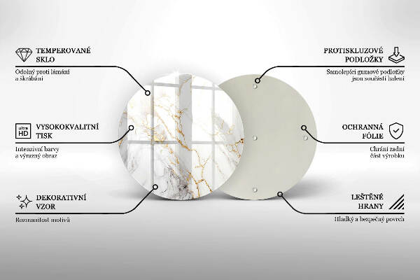 Posavaso de vidrio para velas Mármol claro con dorado