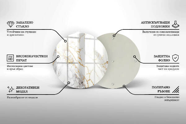 Posavaso de vidrio para velas Mármol claro con dorado