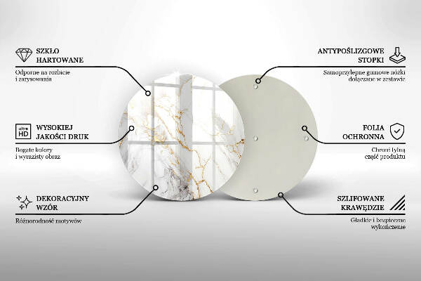 Posavaso de vidrio para velas Mármol claro con dorado
