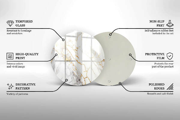 Posavaso de vidrio para velas Mármol claro con dorado