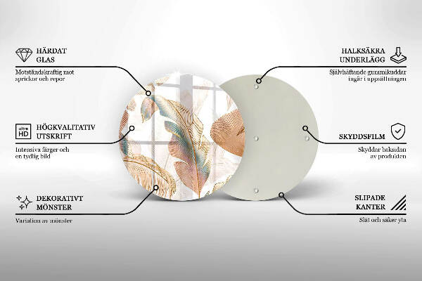 Posavaso de vidrio para velas Plumas y hojas bohemias