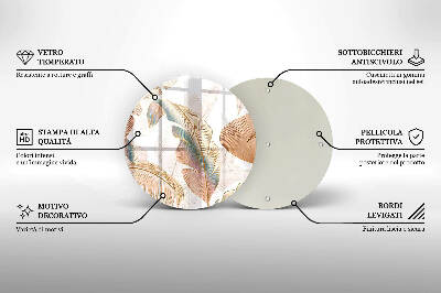 Posavaso de vidrio para velas Plumas y hojas bohemias