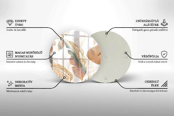 Posavaso de vidrio para velas Plumas y hojas bohemias