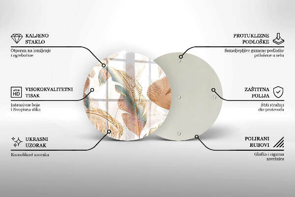 Posavaso de vidrio para velas Plumas y hojas bohemias