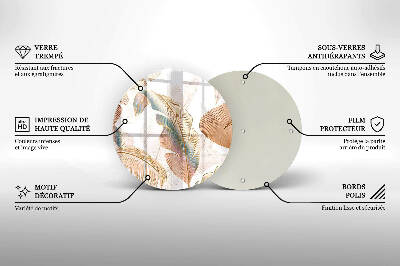 Posavaso de vidrio para velas Plumas y hojas bohemias