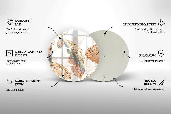 Posavaso de vidrio para velas Plumas y hojas bohemias