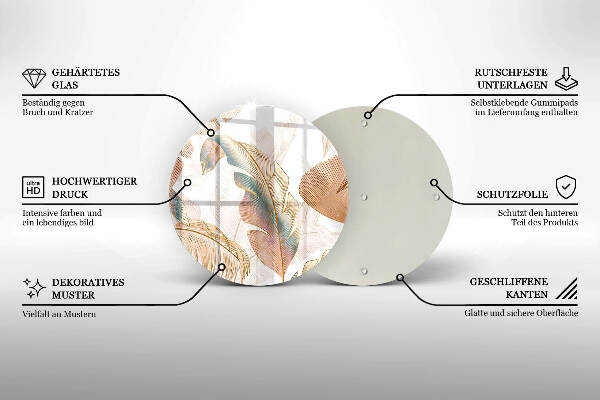 Posavaso de vidrio para velas Plumas y hojas bohemias