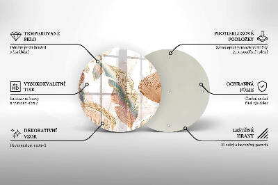 Posavaso de vidrio para velas Plumas y hojas bohemias