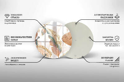 Posavaso de vidrio para velas Plumas y hojas bohemias