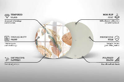 Posavaso de vidrio para velas Plumas y hojas bohemias