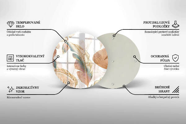 Posavaso de vidrio para velas Plumas y hojas bohemias