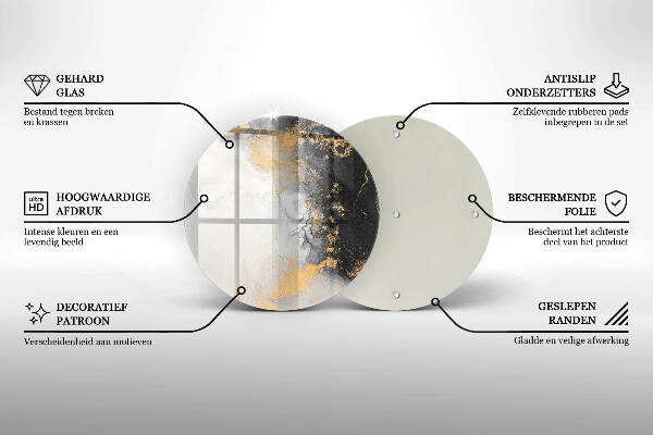 Posavaso de vidrio para velas funerarias Abstracción con oro