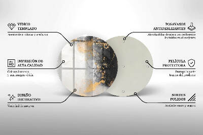 Posavaso de vidrio para velas funerarias Abstracción con oro