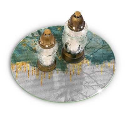 Posavaso de vidrio para velas Abstracción con oro