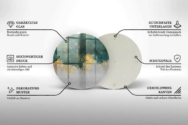 Posavaso de vidrio para velas Abstracción con oro