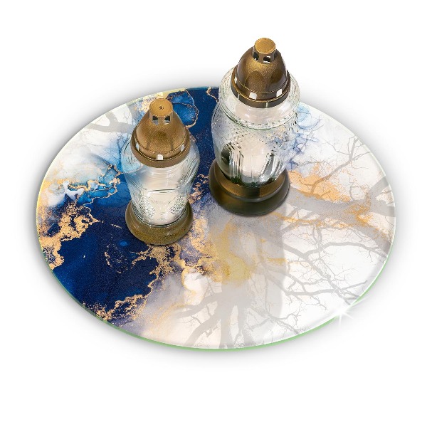 Posavaso de vidrio para velas Abstracción con azul