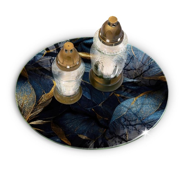 Posavaso de vidrio para velas funerarias Hojas decorativas con oro