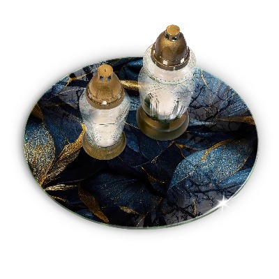 Posavaso de vidrio para velas funerarias Hojas decorativas con oro