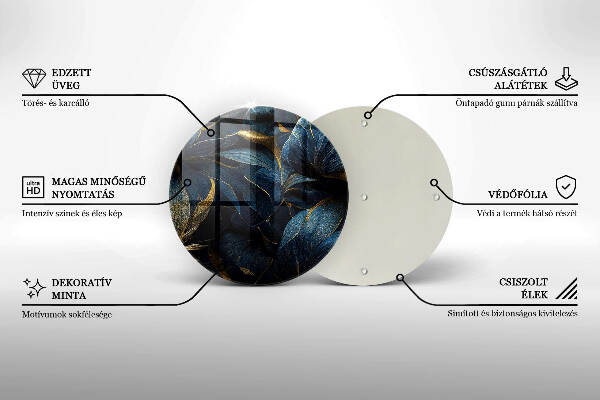 Posavaso de vidrio para velas funerarias Hojas decorativas con oro