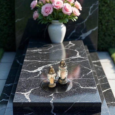 Posavaso de vidrio para velas funerarias Hojas decorativas con oro