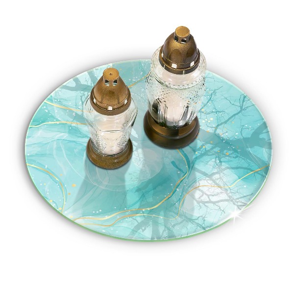 Posavaso de vidrio para velas Abstracción azul i dorada