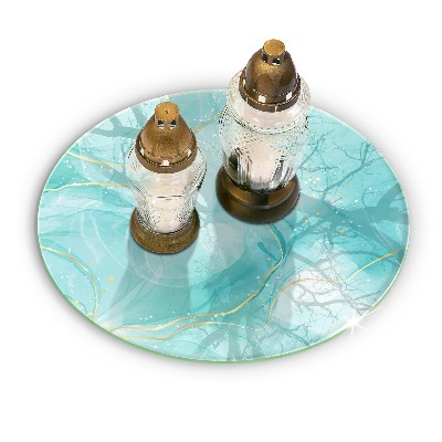 Posavaso de vidrio para velas Abstracción azul i dorada